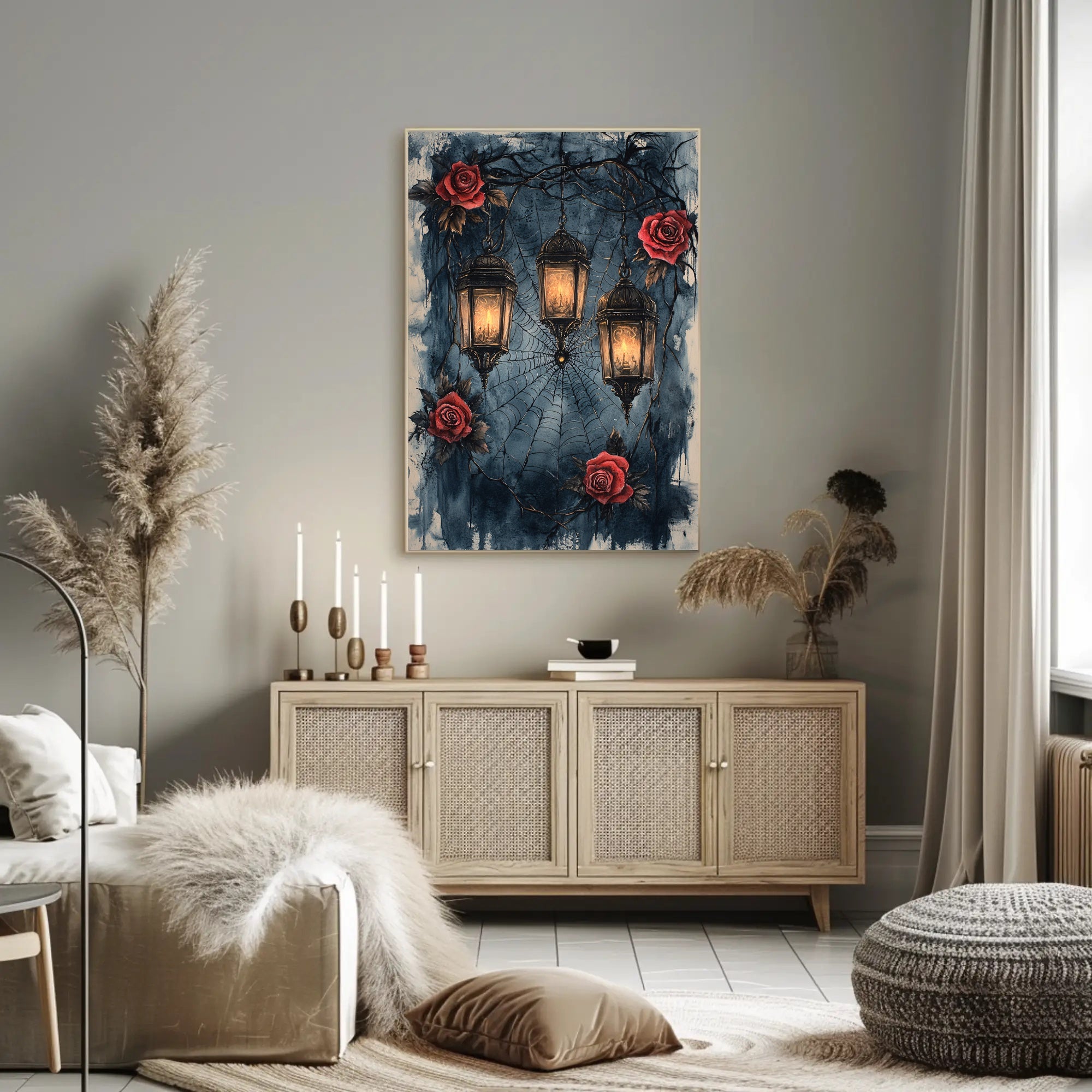 Enchanted Lanterns And Roses Poster