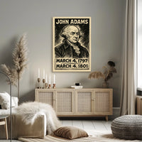 John Adams 2nd President of the United States B & W Comic Sketch Poster