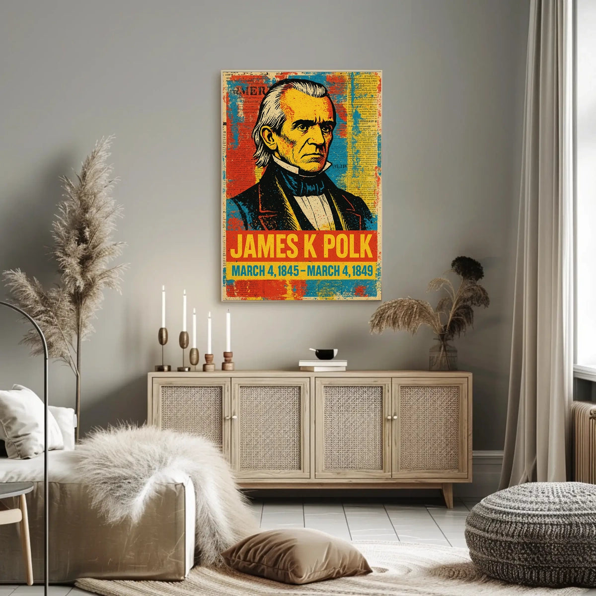 James K. Polk 11th President of the United States Street Art Mashup Poster