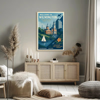 Wilmington Riverfront Charm in Vintage Urban Cityscape Poster PosterGoat