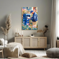 postal worker placing letters Poster