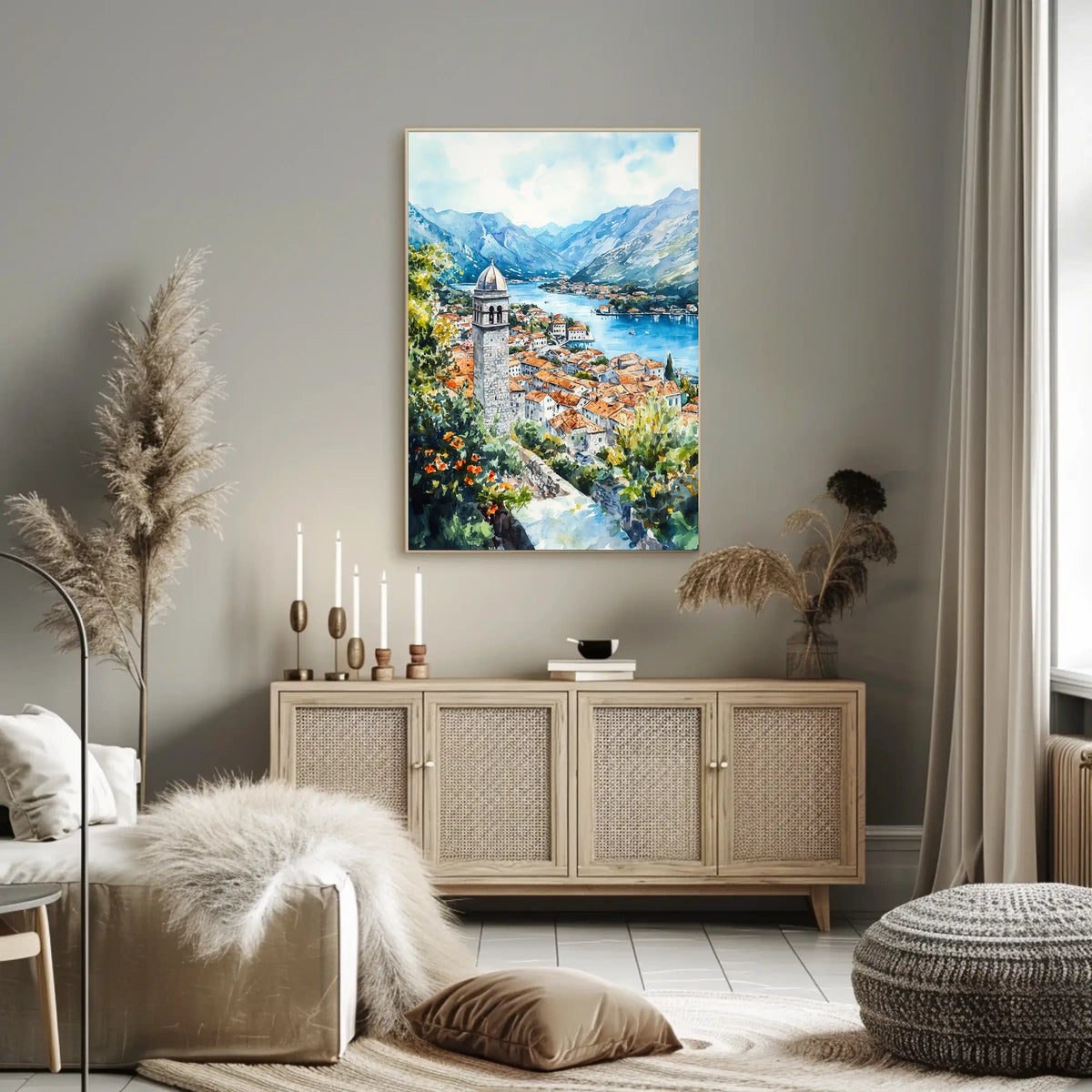 Montenegro Kotor Old Town and Bay View Poster
