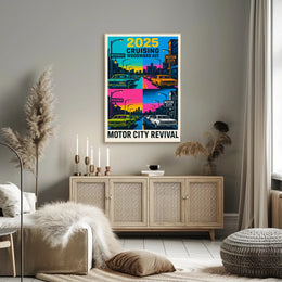 Motor City Revival Cruising Woodward Ave 2025 Poster PosterGoat