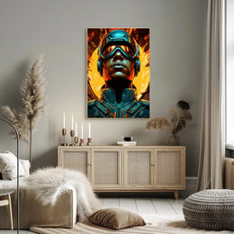 Futuristic Visor Warrior with Dynamic Energy Futuristic Sci-Fi Poster