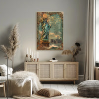 Statue Of Liberty American Heritage Poster Vintage Wall Art