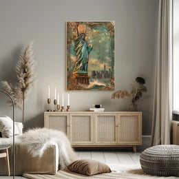 Statue Of Liberty American Heritage Poster Vintage Wall Art