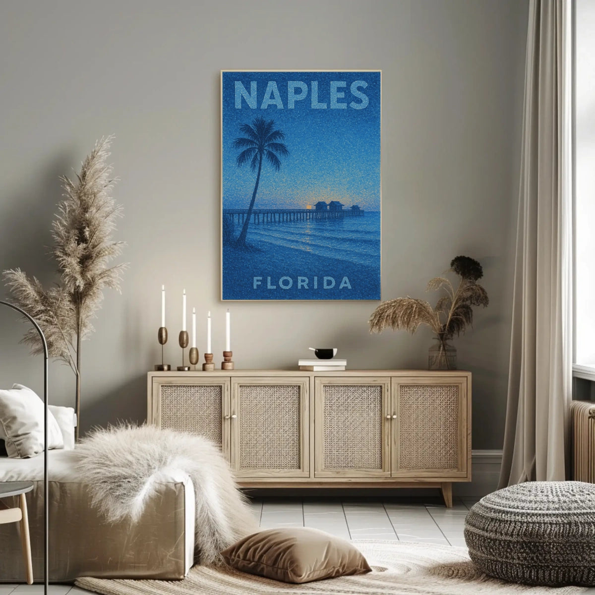 Naples Florida Sunset Poster Wall Art Coastal Decor