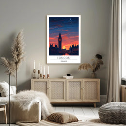 London Sunset Cityscape Illustration - Urban or Cityscape Poster
