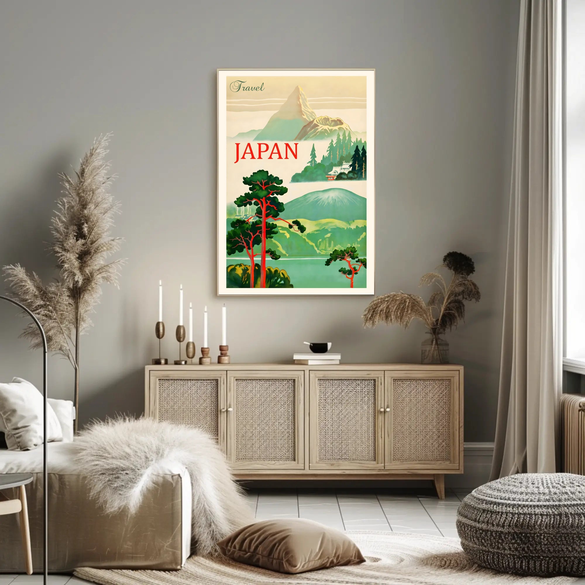 Vintage Japan Mount Fuji Travel Poster