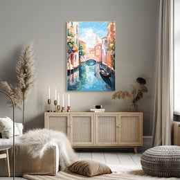 Venice Canal Gondola Scene Vintage Travel Poster
