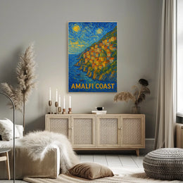Amalfi Coast Starry Night Style Poster