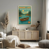 Higgins Lake Vintage Travel Poster Wall Art