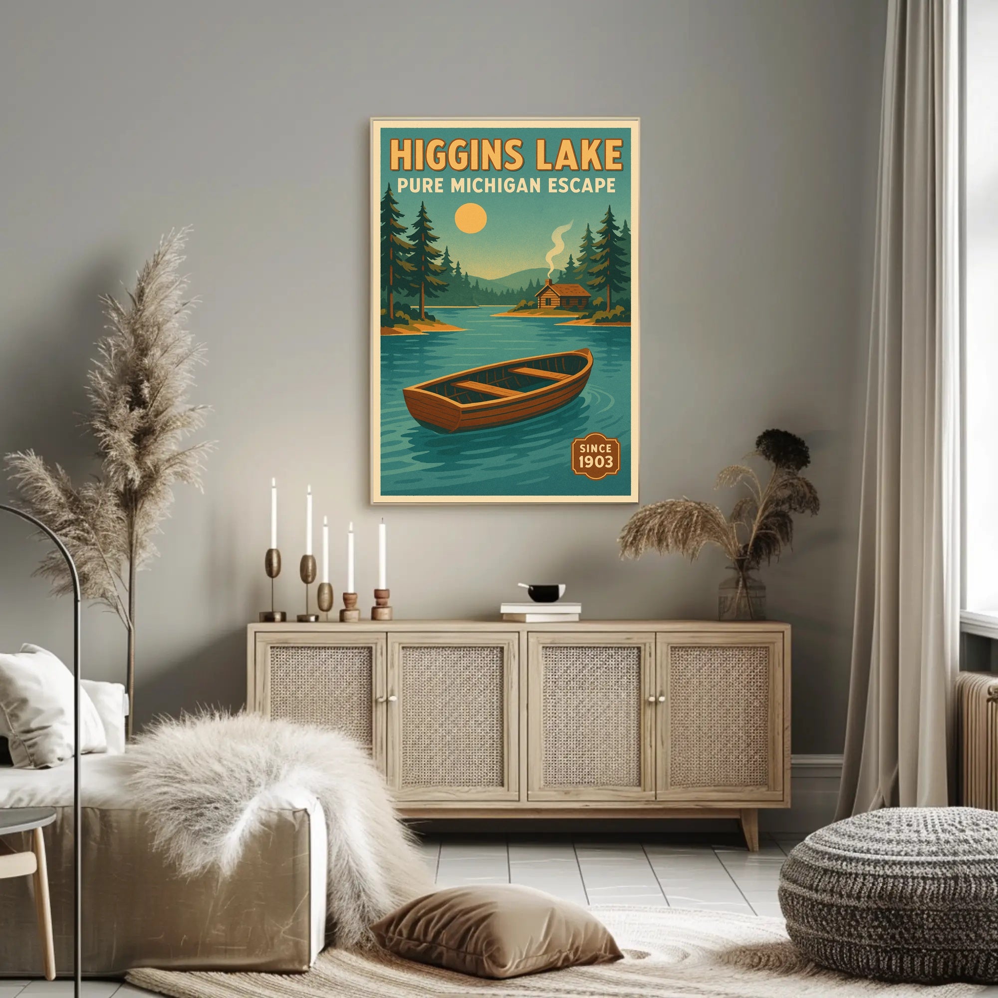 Higgins Lake Vintage Travel Poster Wall Art