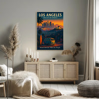 Los Angeles Sunset Vintage Art Poster Print