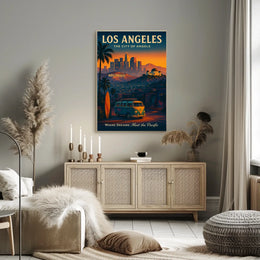 Los Angeles Sunset Vintage Art Poster Print