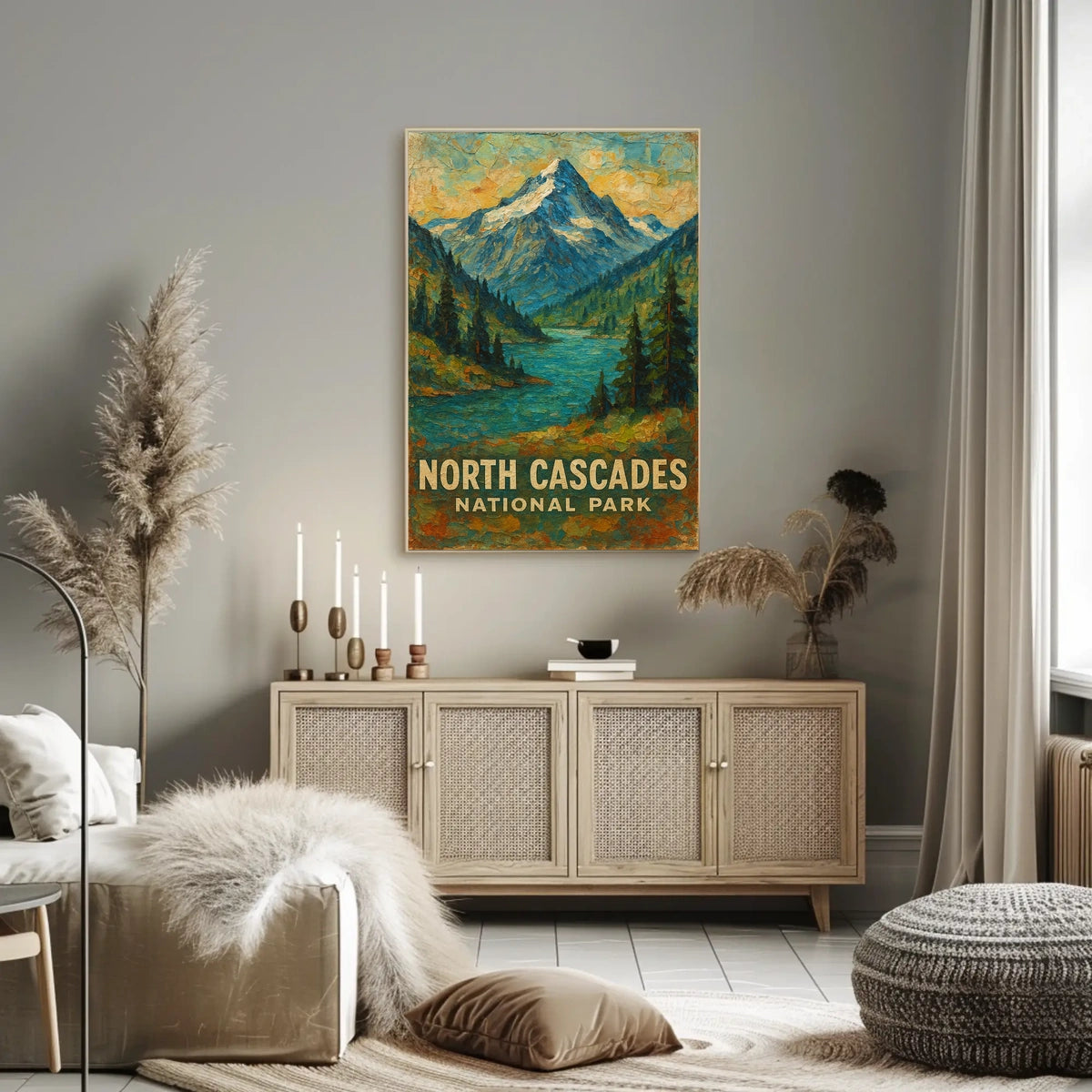 North Cascades National Park Scenic Landscape Art Vintage Ads Wanderlust Nature Poster
