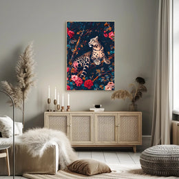 Majestic Leopard in Bloom Wall Art Print