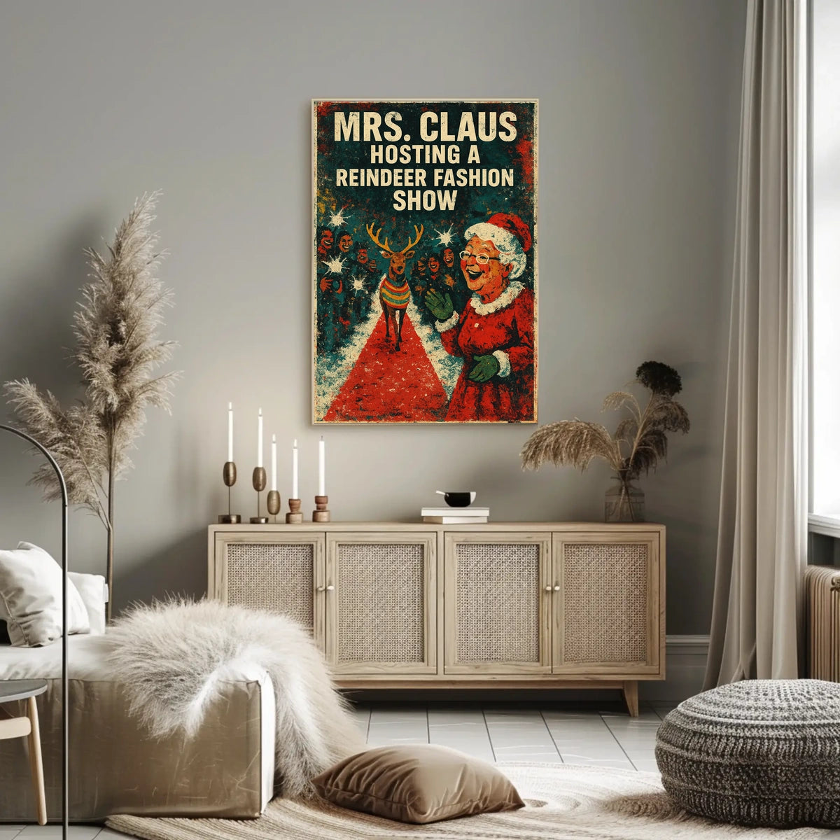 Mrs. Claus Holiday Fashion Show Vintage Artistic Poster