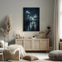 Vintage Nighttime Pavilion Scene Historical Art Poster