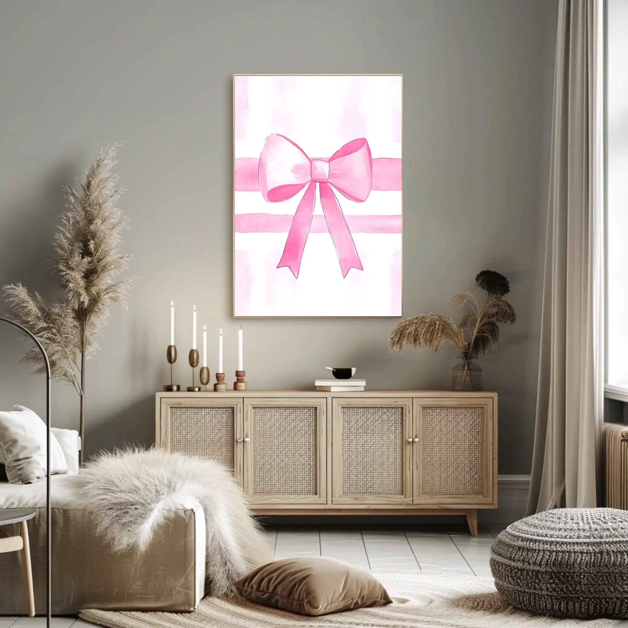 Pink Ribbon Elegance Minimalist Wall Art Poster