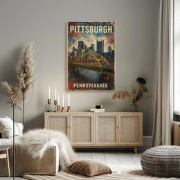 Pittsburgh Skyline Cityscape Photography Realism Urban Life Iconic Steel City Heritage Poster