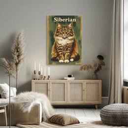 Siberian Cat Portrait Realistic Photography Poster
