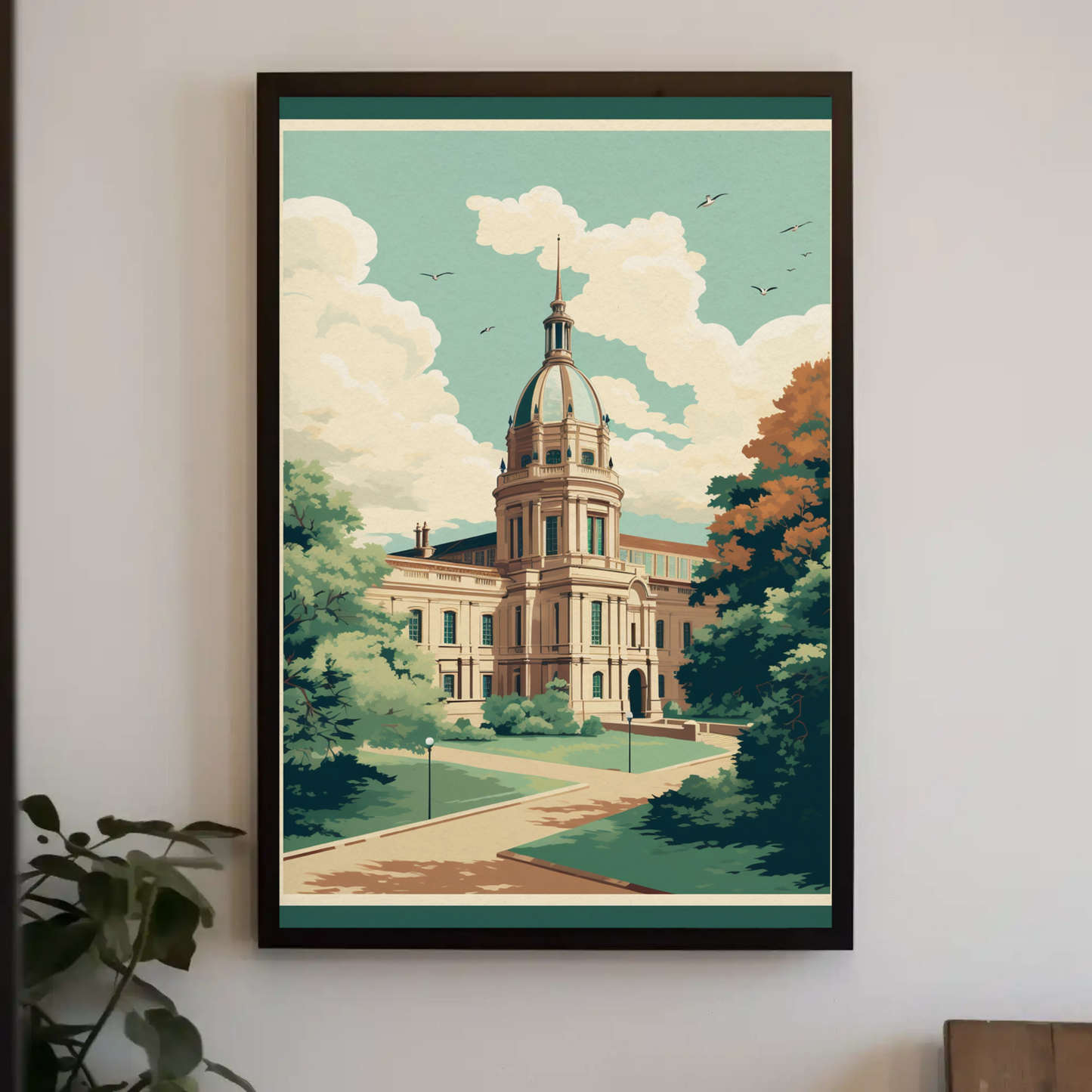 European Palace Garden Pathway Travel Poster