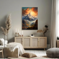 Majestic Mountain Landscape Poster with Romantic Realism Style