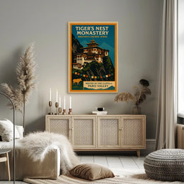 Tigers Nest Monastery Poster Vintage Travel Print