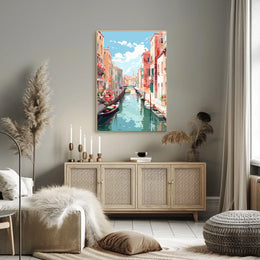 Venetian Canal Beauty Explored in Travel Poster