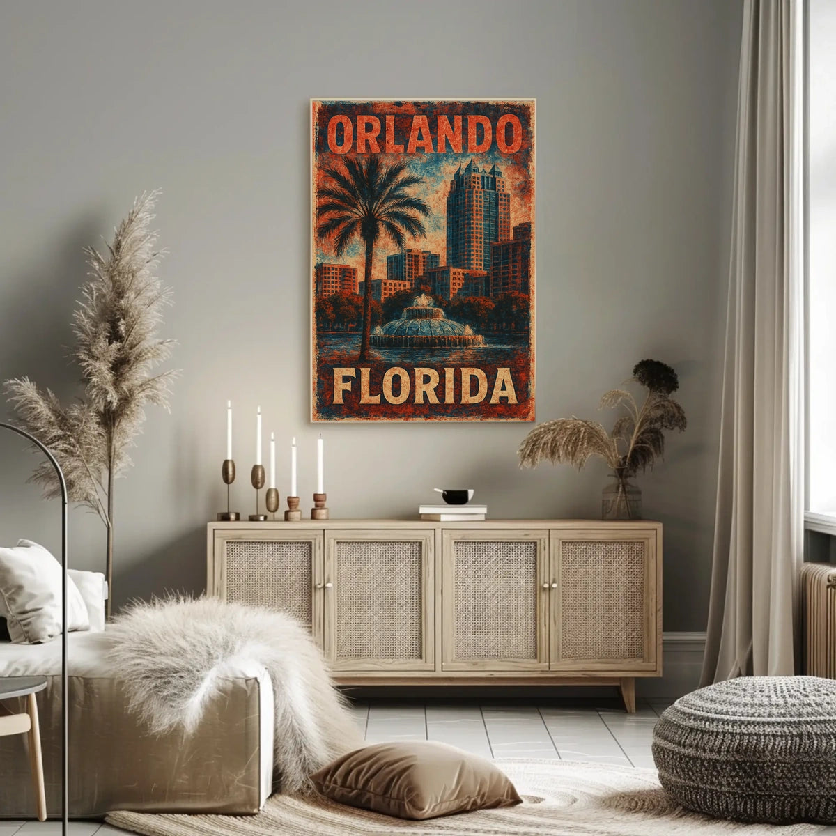 Orlando Florida Scenic Travel Wanderlust Vintage Poster