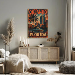 Orlando Florida Scenic Travel Wanderlust Vintage Poster