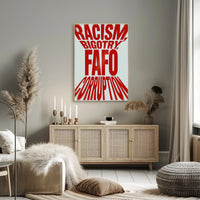 Bold Red Text Confrontational Political or Propaganda Poster