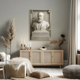 Benjamin Harrison Vintage Marble Presidential Poster