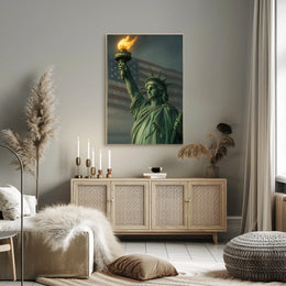 The Statue of Liberty and the American Flag Poster