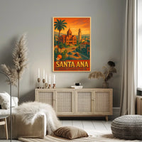 Santa Ana Retro Travel Scene Art Print Travel Poster