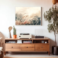 This poster features an artistic depiction of a serene natural landscape. The core Travel Poster