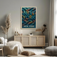 New York Vibes Poster City Skyline Print 18x24 Wall Art