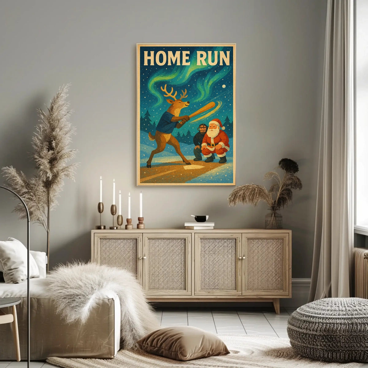 Holiday Baseball Reindeer: A Unique Sports Poster