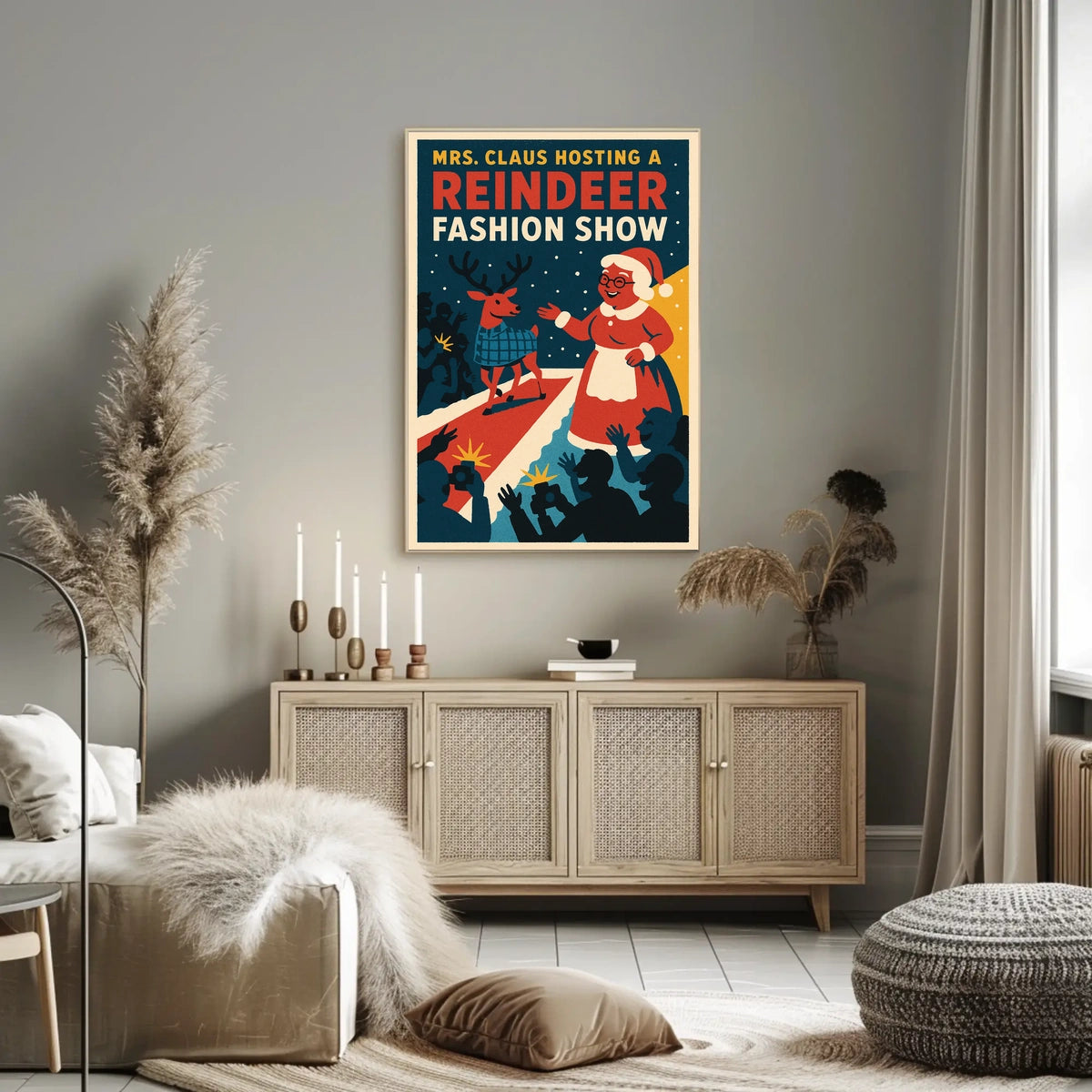 Reindeer Fashion Show: Retro Christmas Holiday Pop Culture Poster