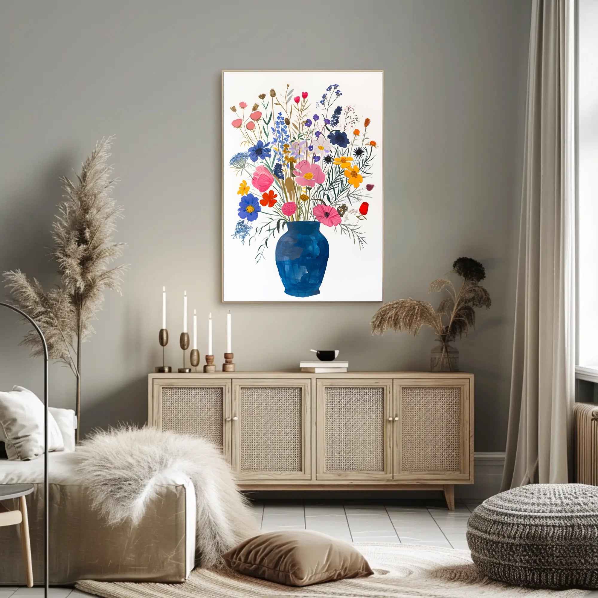Vibrant Floral Still-Life Illustration Abstract or Artistic Poster PosterGoat