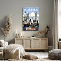 New York City Poster Vintage Travel Cityscape Wall Art