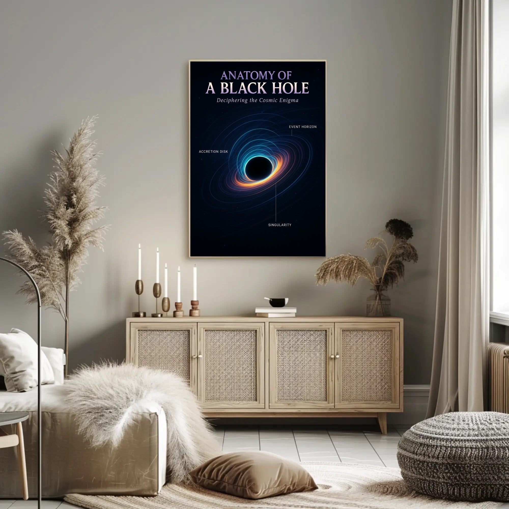 Black Hole Anatomy Modern Illustrative Space or Astronomy Poster