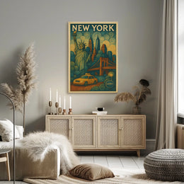 New York City Poster Vintage Travel Cityscape Wall Art