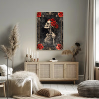 Gothic Floral Skeleton Art Print Pop Culture Poster