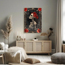Gothic Floral Skeleton Art Print Pop Culture Poster