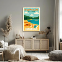 Higgins Lake Getaway: Modern Travel Poster