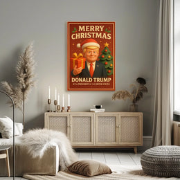 Festive Christmas Greeting Poster with Cartoon Santa Theme