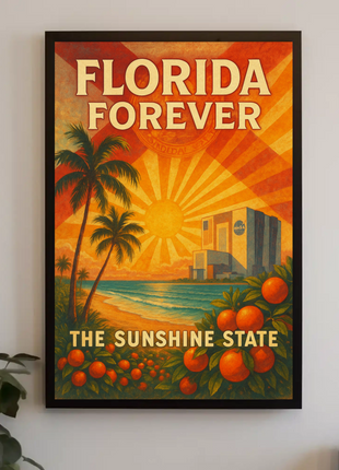 Florida's Iconic Sunshine Vintage Travel Poster
