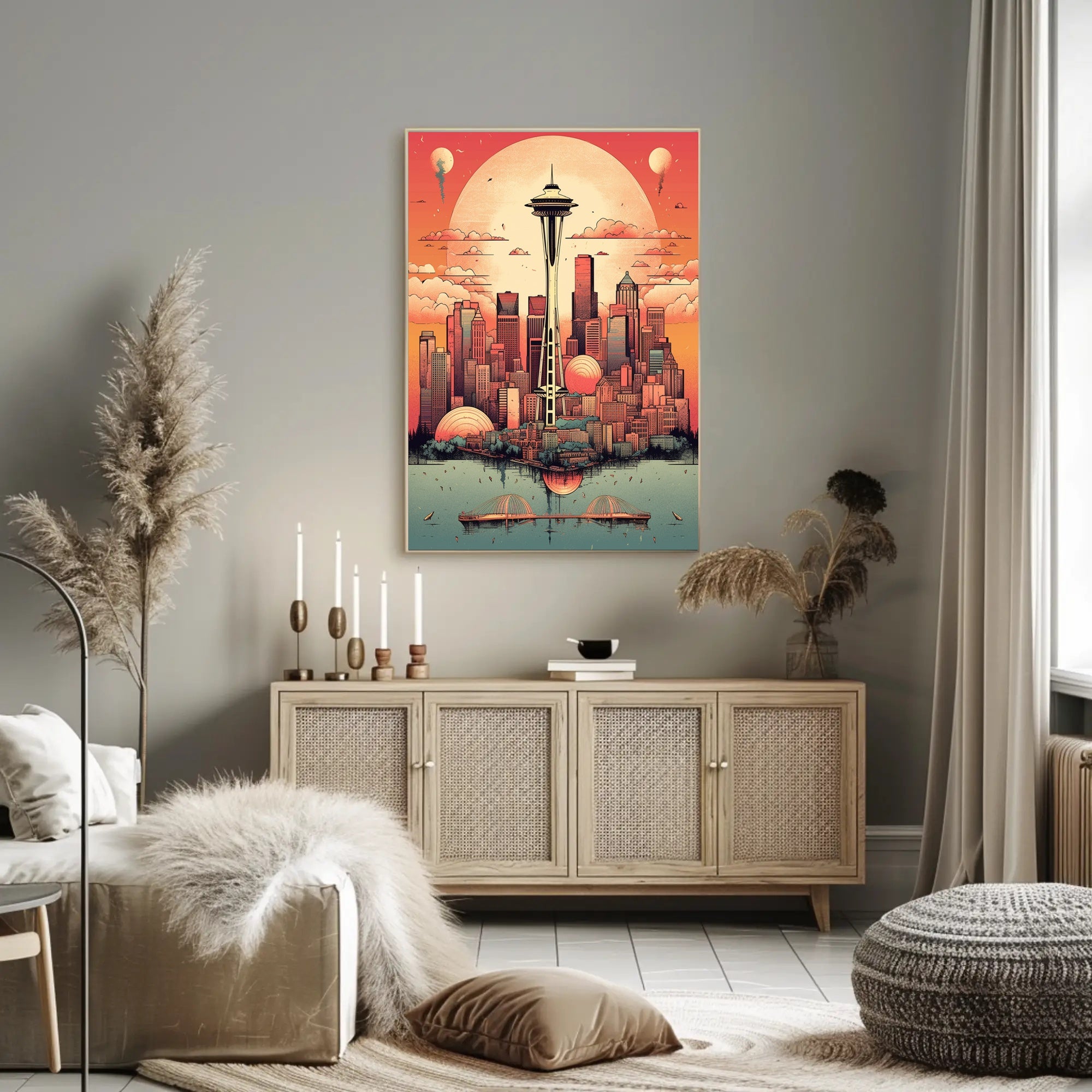 Surreal Seattle Skyline Poster